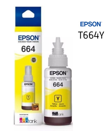 [T664420-AL] BOTELLA DE TINTA EPSON YELLOW PARA L110, L120, L200, L210, L220, L300, L310, L350, L355, L365, L375, L380, L395, L396, L455, L475, L495, L555, L565, L575, L606, L655, L656, L1300, L1455 70ML (7,000 PAGINAS)