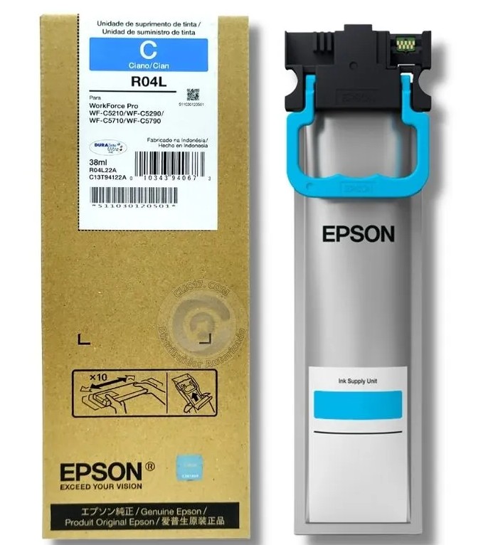 [T941220-AL] BOLSA DE TINTA EPSON CYAN PARA WF- C5210, C5290, C5710, C5790 38ML R04L (RENDIMIENTO ESTANDAR - 5,000 PAGINAS)